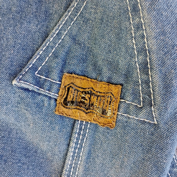 Vintage Big Smith Bib Overalls Blue Denim Carpenter Farmer Men's Size 44x30 - Picture 8 of 16